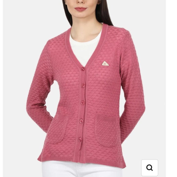 Monte Carlo Collection Magna Wool Honeycomb Cardigan in Pink - Picture 11 of 12